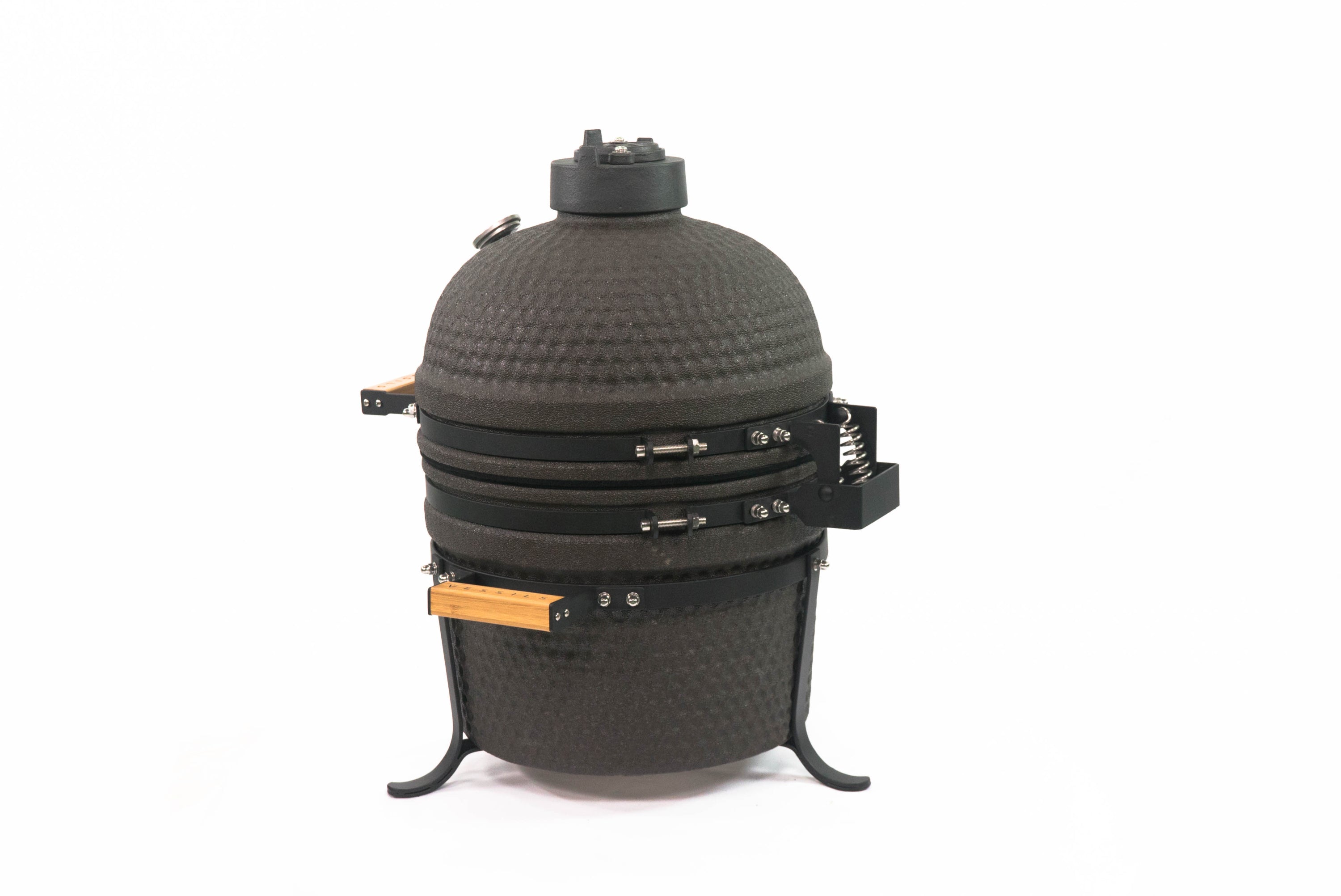 TOOPO 15 Inch Mini Kamado Grill Garden Ceramic Grills BBQ Smoker without Side Table-METTE BLACK - Atlantic Fine Furniture Inc