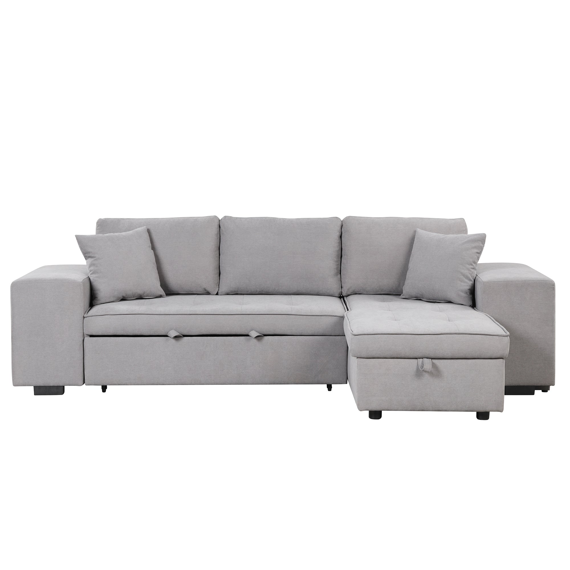 Orisfur. 104" Pull Out Sleeper Sofa Reversible L-Shape 3 Seat Sectional Couch with Storage Chaise and 2 Stools for Living Room Furniture Set - Atlantic Fine Furniture Inc