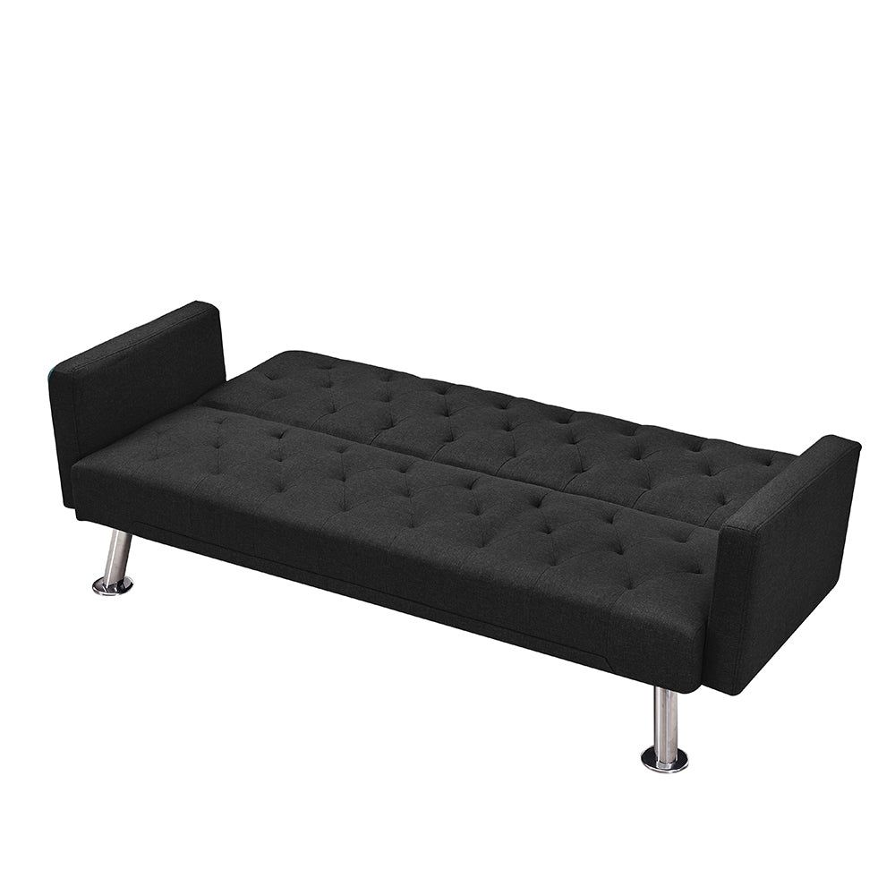 Modern Convertible Folding Futon Sofa Bed , Black Fabric Sleeper Sofa Couch for Compact Living Space. - Atlantic Fine Furniture Inc