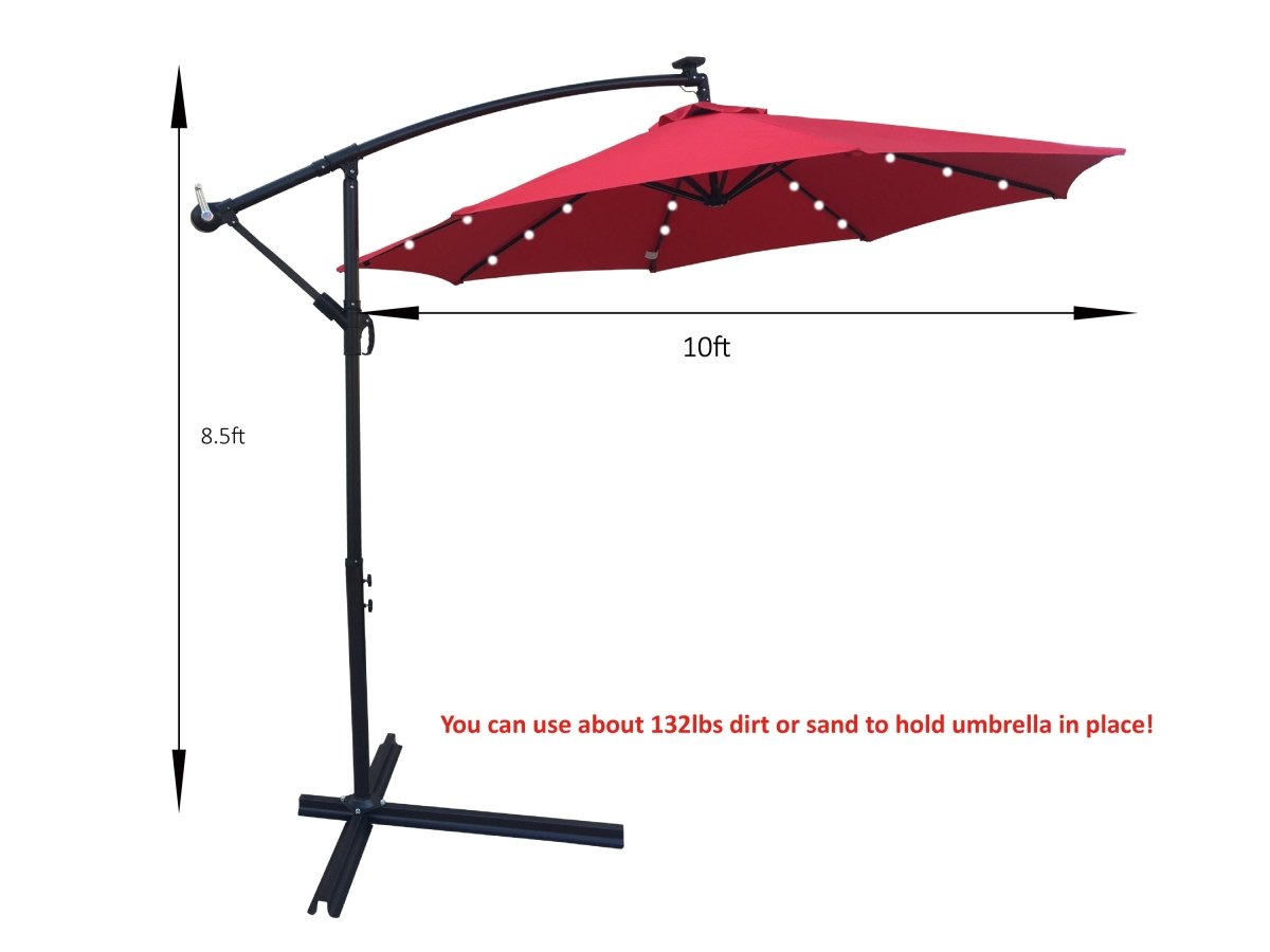 10 ft Outdoor Patio Umbrella Solar Powered LED Lighted 8 Ribs Umbrella with Crank and Cross Base for Garden Outside Deck Swimming Pool Atlantic Fine Furniture Inc