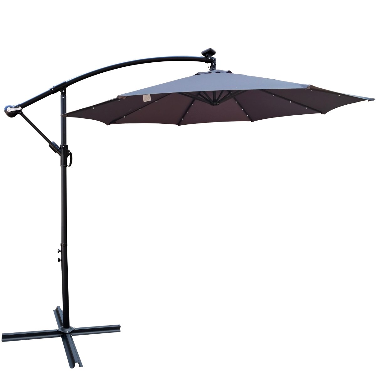 10 ft Outdoor Patio Umbrella Solar Powered LED Lighted Sun Shade Market Waterproof 8 Ribs Umbrella with Crank and Cross Base for Garden Deck Backyard Pool Shade Outside Deck Swimming Pool Atlantic Fine Furniture Inc