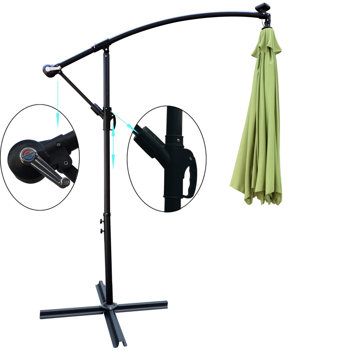 10 ft Outdoor Patio Umbrella Solar Powered LED Lighted Sun Shade Market Waterproof 8 Ribs Umbrella with Crank and Cross Base for Garden Deck Backyard Pool Shade Outside Deck Swimming Pool Atlantic Fine Furniture Inc