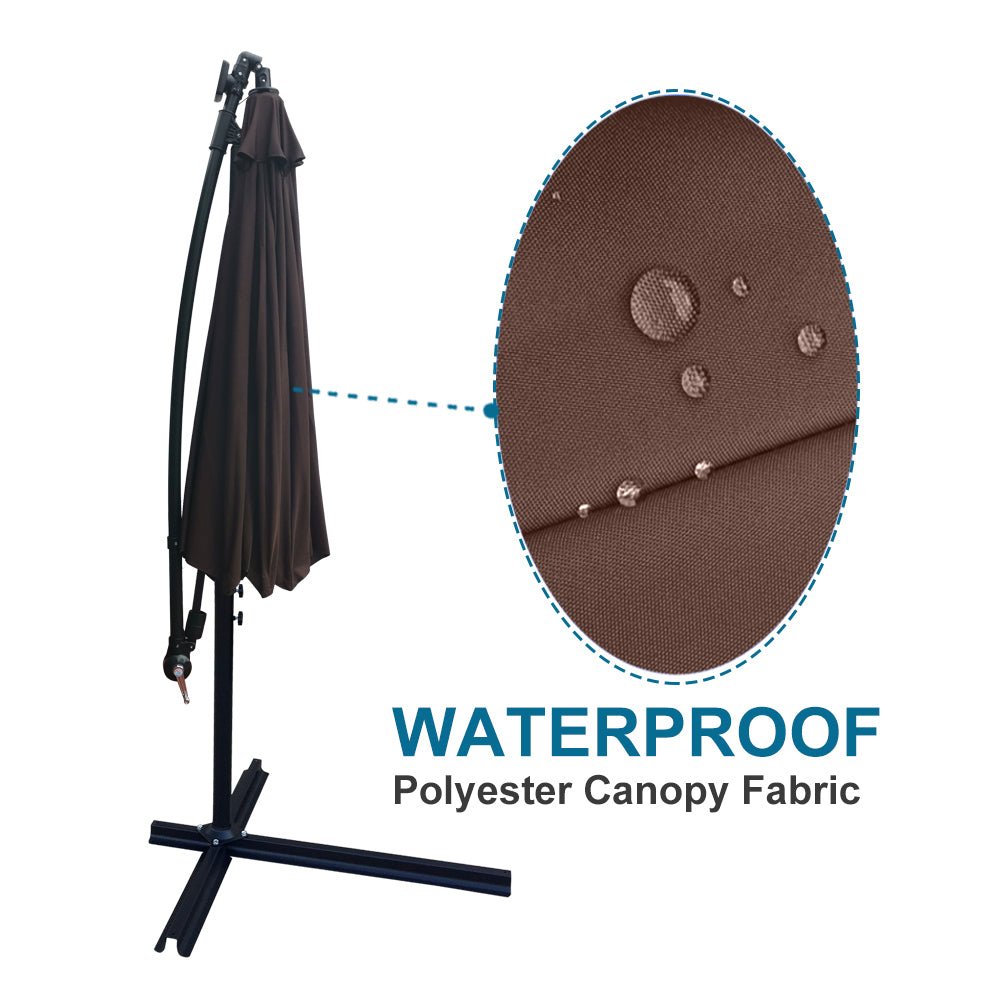 10 ft Outdoor Patio Umbrella Solar Powered LED Lighted Sun Shade Market Waterproof 8 Ribs Umbrella with Crank and Cross Base for Garden Deck Backyard Pool Shade Outside Deck Swimming Pool Atlantic Fine Furniture Inc