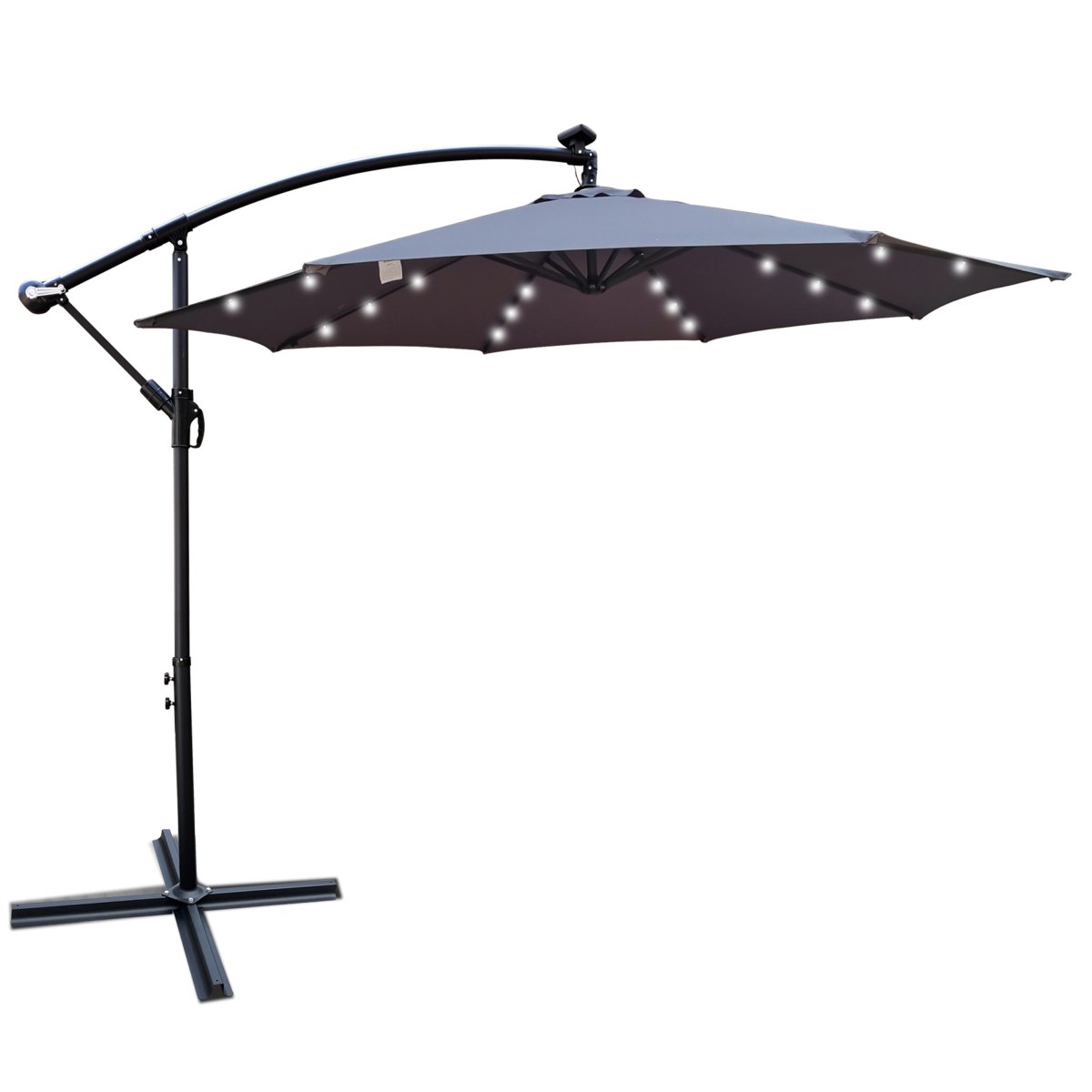 10 ft Outdoor Patio Umbrella Solar Powered LED Lighted Sun Shade Market Waterproof 8 Ribs Umbrella with Crank and Cross Base for Garden Deck Backyard Pool Shade Outside Deck Swimming Pool Atlantic Fine Furniture Inc