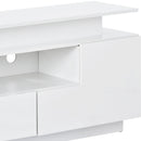 ON-TREND Modern, Stylish Functional TV stand with Color Changing LED Lights, Universal Entertainment Center, High Gloss TV Cabinet for 75+ inch TV, White - Atlantic Fine Furniture Inc