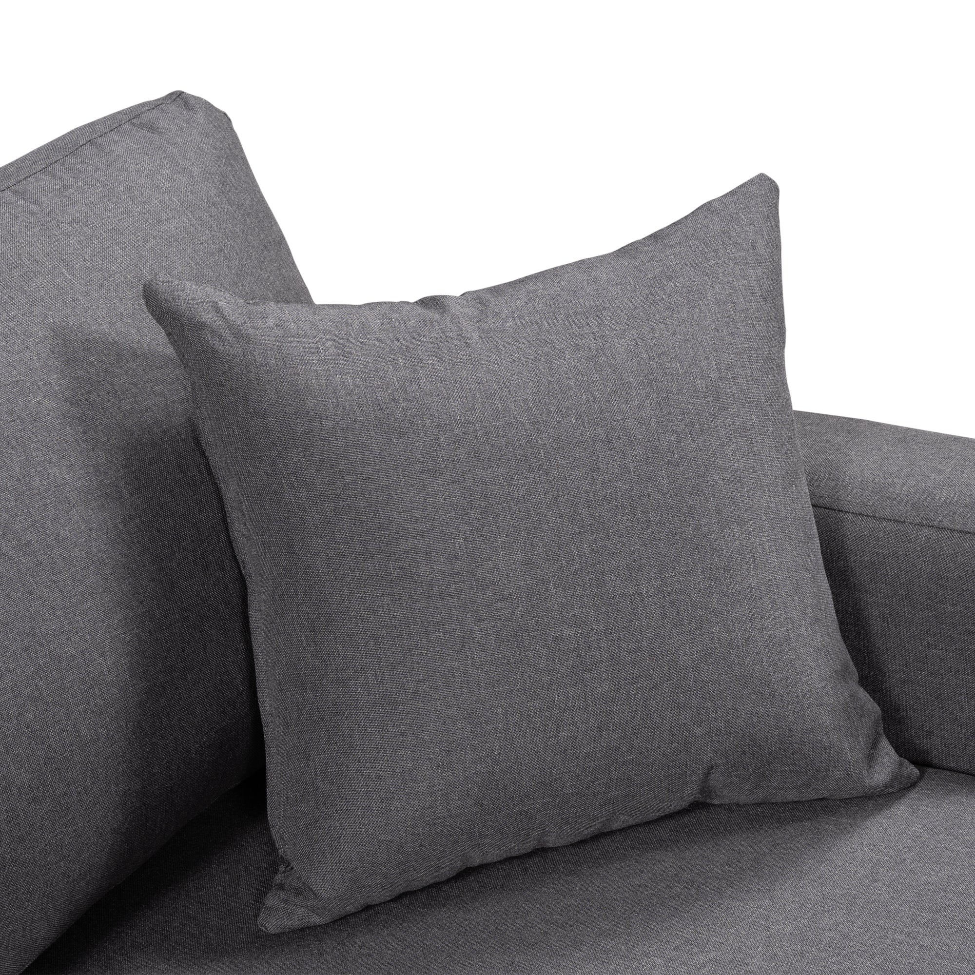 U_STYLE Upholstery Sleeper Sectional Sofa Grey with Storage Space, 2 Tossing Cushions - Atlantic Fine Furniture Inc