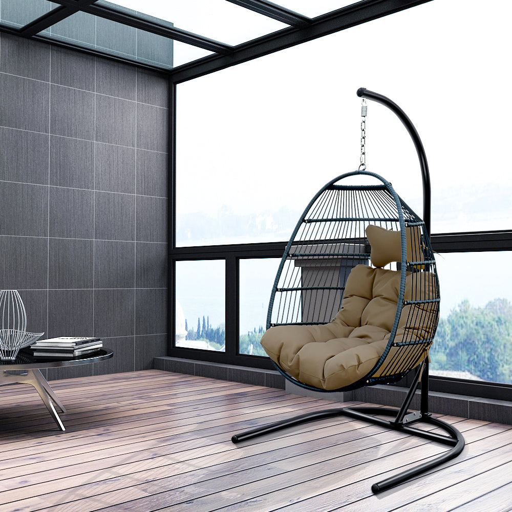 egg shape SINGLE SWING chair for garden patio - Atlantic Fine Furniture Inc