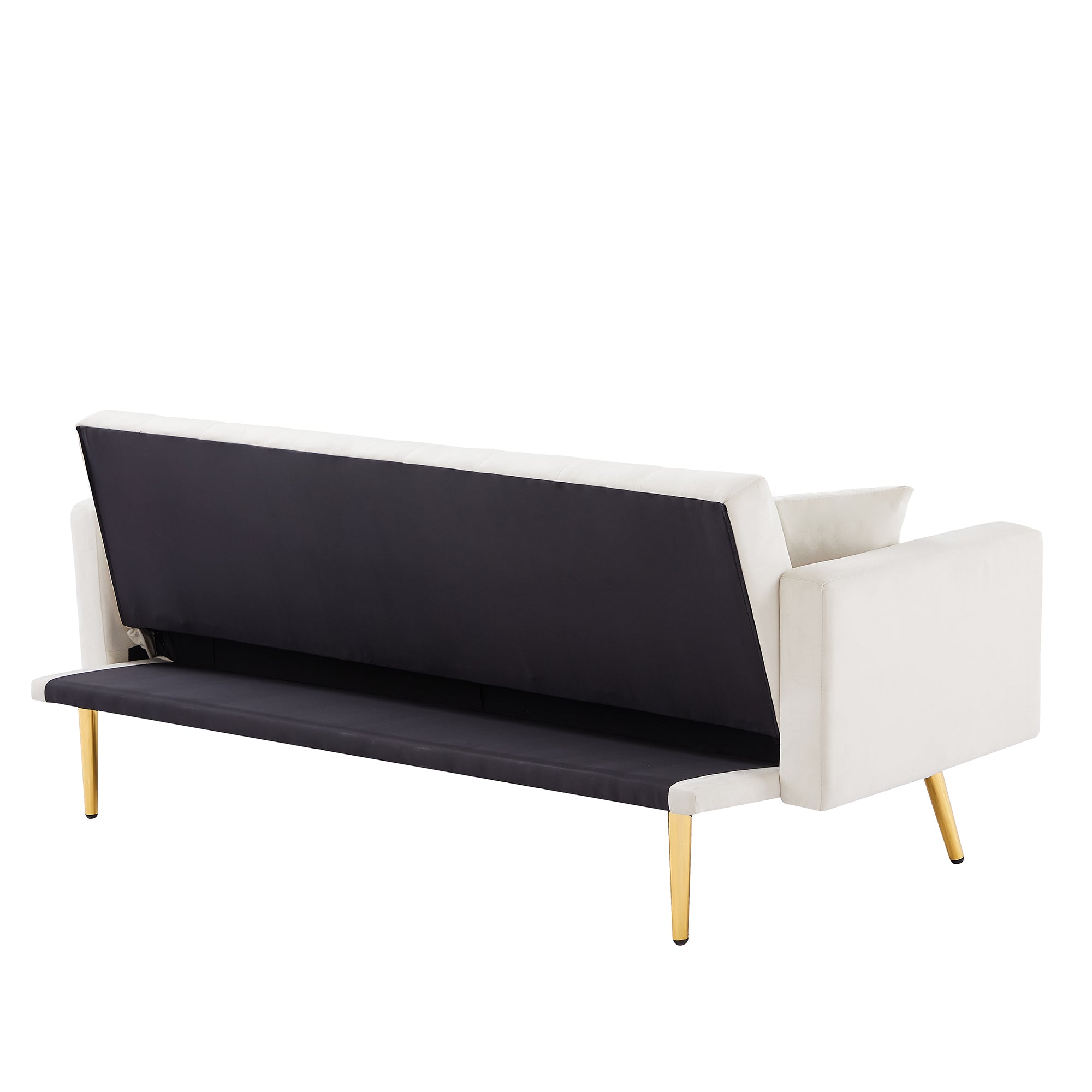 WHITE Convertible Folding Futon Sofa Bed , Sleeper Sofa Couch for Compact Living Space. - Atlantic Fine Furniture Inc