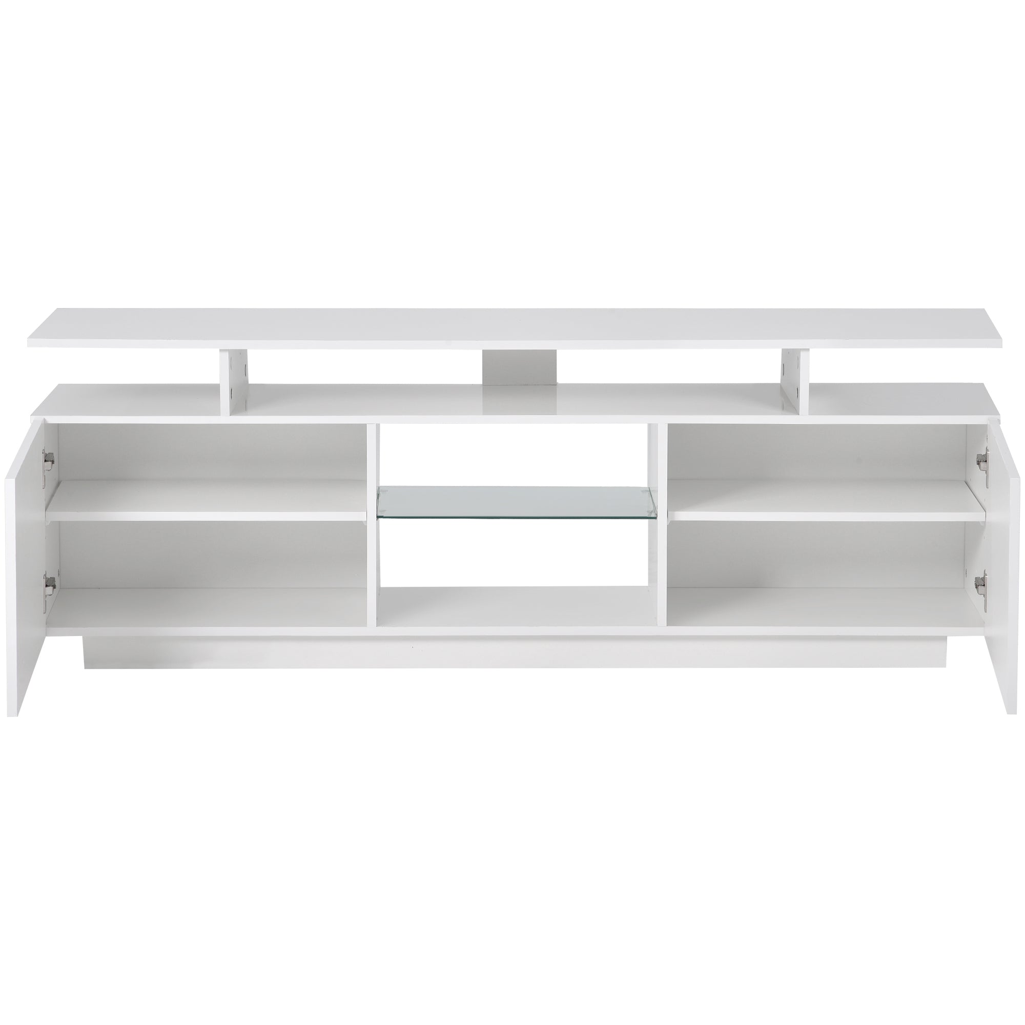 ON-TREND Modern TV Stand for TVs up to 65inches with LED lights, 16 Colors, for Livingroom, Bedroom, White (OLD SKU: WF280706AAK) - Atlantic Fine Furniture Inc