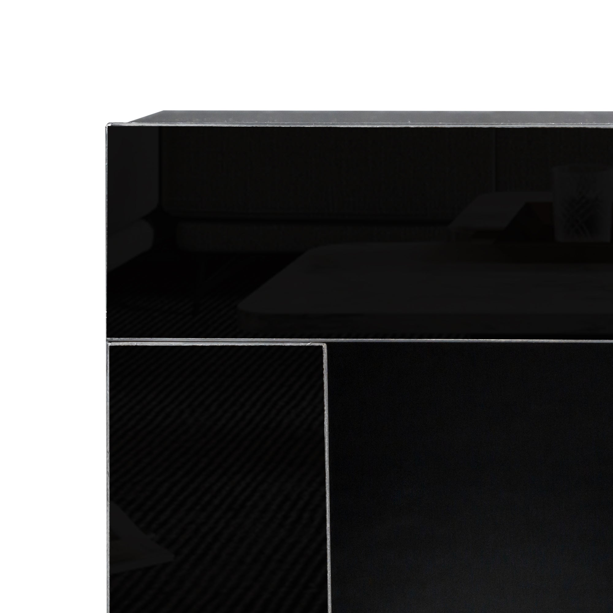 Black Modern contracted LED TV Cabinet with Storage Drawers,4 Storage Cabinet with Open Shelves for Living Room Bedroom - Atlantic Fine Furniture Inc