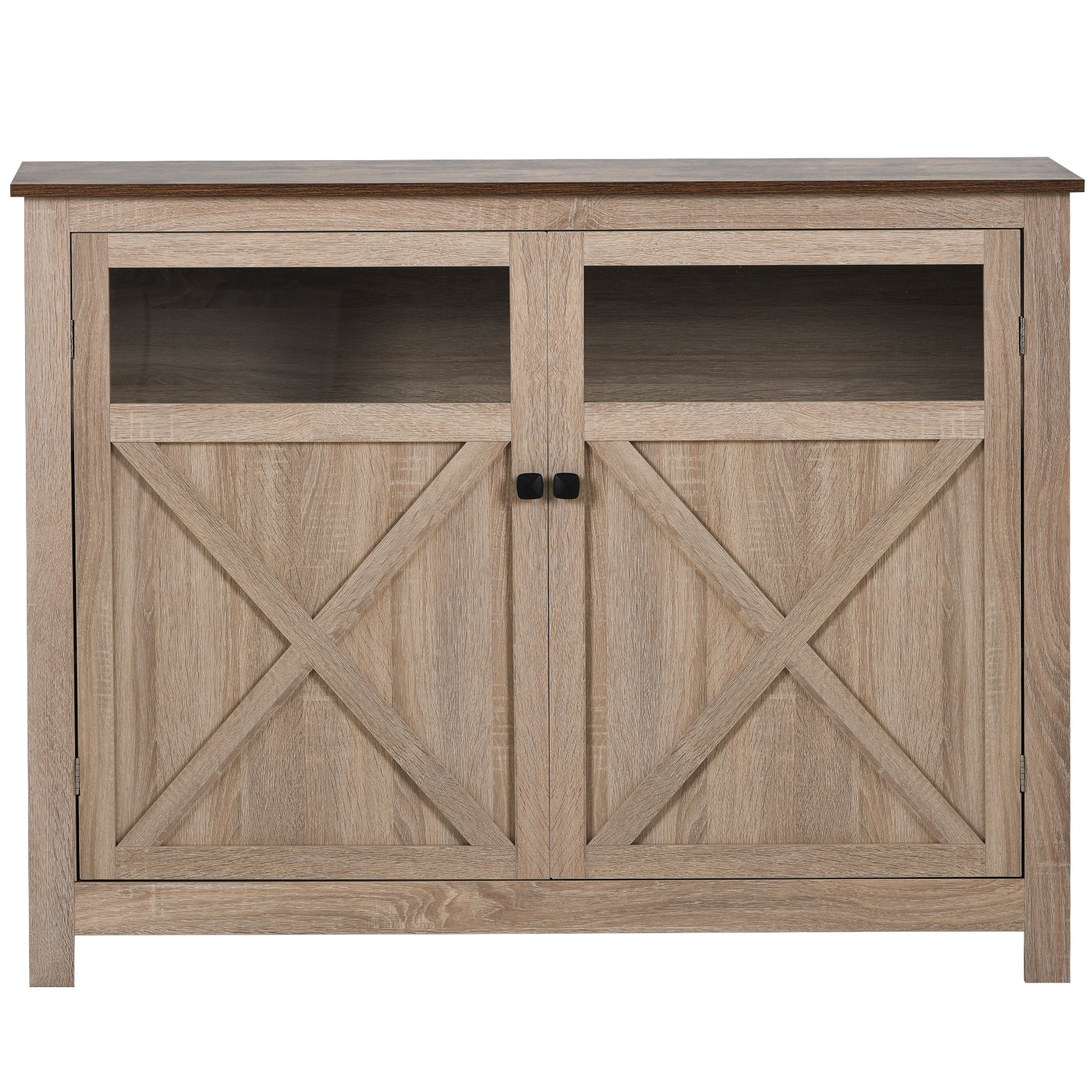 U-Can TV Stand with 2 Doors Adjustable Panels Open Style Cabinet, Sideboard for Living room, Tiger - Atlantic Fine Furniture Inc