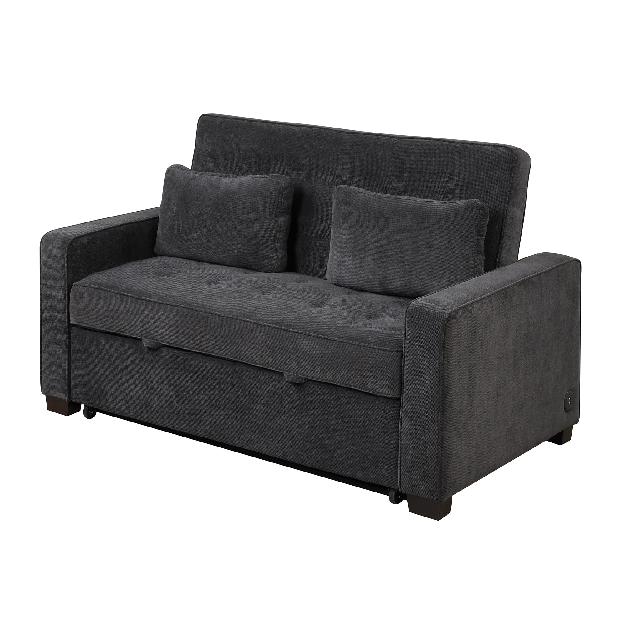 Orisfur. Linen Upholstered Sleeper Bed , Pull Out Sofa Bed Couch attached two throw pillows,Dual USB Charging Port and Adjustable Backrest for Living Room Space - Atlantic Fine Furniture Inc