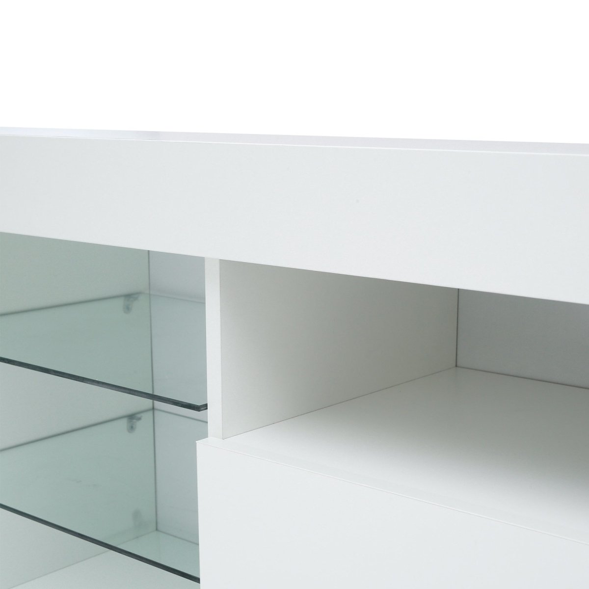 145 Modern 57" TV Stand Matte Body High Gloss Fronts with 16 Color LEDs - Atlantic Fine Furniture Inc