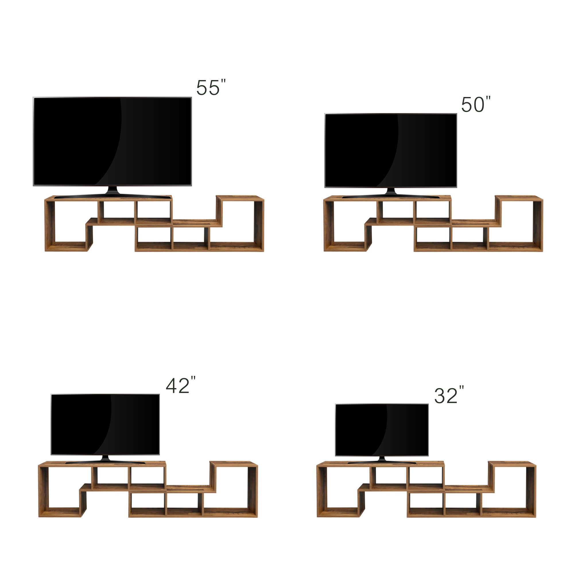 Double L-Shaped Oak TV Stand,Display Shelf ,Bookcase for Home Furniture,Fir Wood - Atlantic Fine Furniture Inc