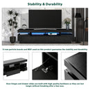 On-Trend TV Stand with 4 Open Shelves, Modern High Gloss Entertainment Center for 75 Inch TV, Universal TV Storage Cabinet with 16-color RGB LED Color Changing Lights, Black - Atlantic Fine Furniture Inc