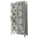 Mckellen - 2 Door Wood Trellis Tall Cabinet - Distressed White - Atlantic Fine Furniture Inc