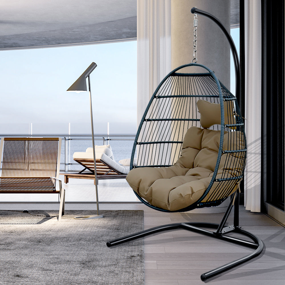egg shape SINGLE SWING chair for garden patio - Atlantic Fine Furniture Inc