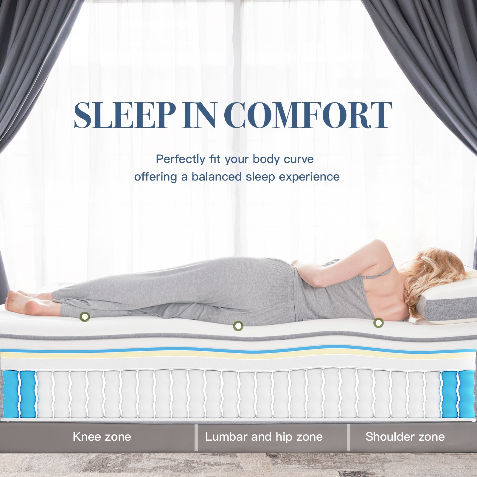 Twin XL Mattress,12 Inch Euro Top Hybrid Mattress, Gel Memory Foam with Pocket Spring Mattress in a Box for Cool Sleep and Balance Support, Medium Feel Mattress, CertiPUR-US Certified - Atlantic Fine Furniture Inc