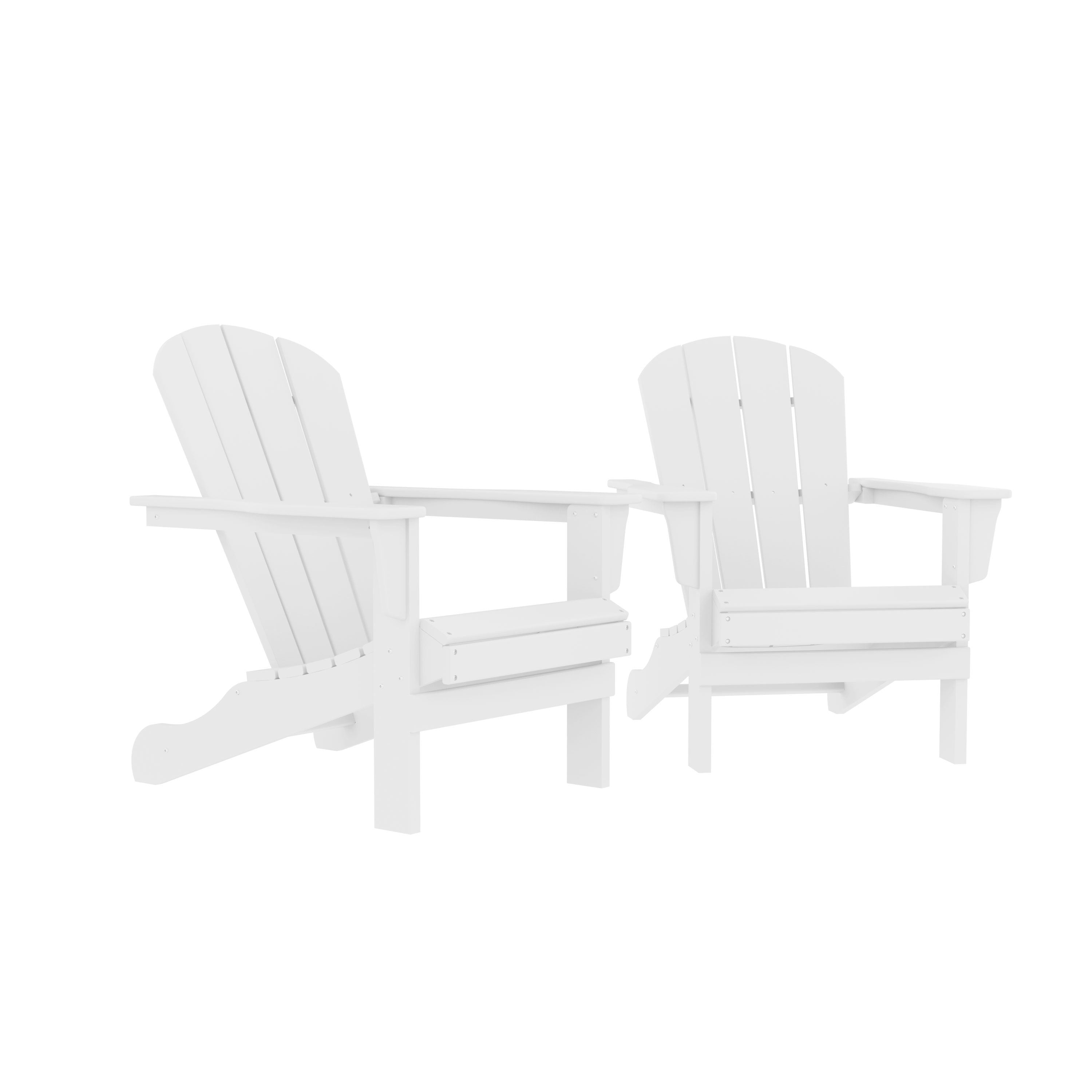 HDPE Adirondack Chair, Fire Pit Chairs, Sand Chair, Patio Outdoor Chairs,DPE Plastic Resin Deck Chair, lawn chairs, Adult Size ,Weather Resistant for Patio/ Backyard/Garden, White, Set of 2 - Atlantic Fine Furniture Inc