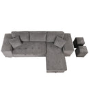 Orisfur. 104" L-Shape 3 Seat Reversible Sectional Couch, Pull Out Sleeper Sofa with Storage Chaise and 2 Stools for Living Room Furniture Set - Atlantic Fine Furniture Inc