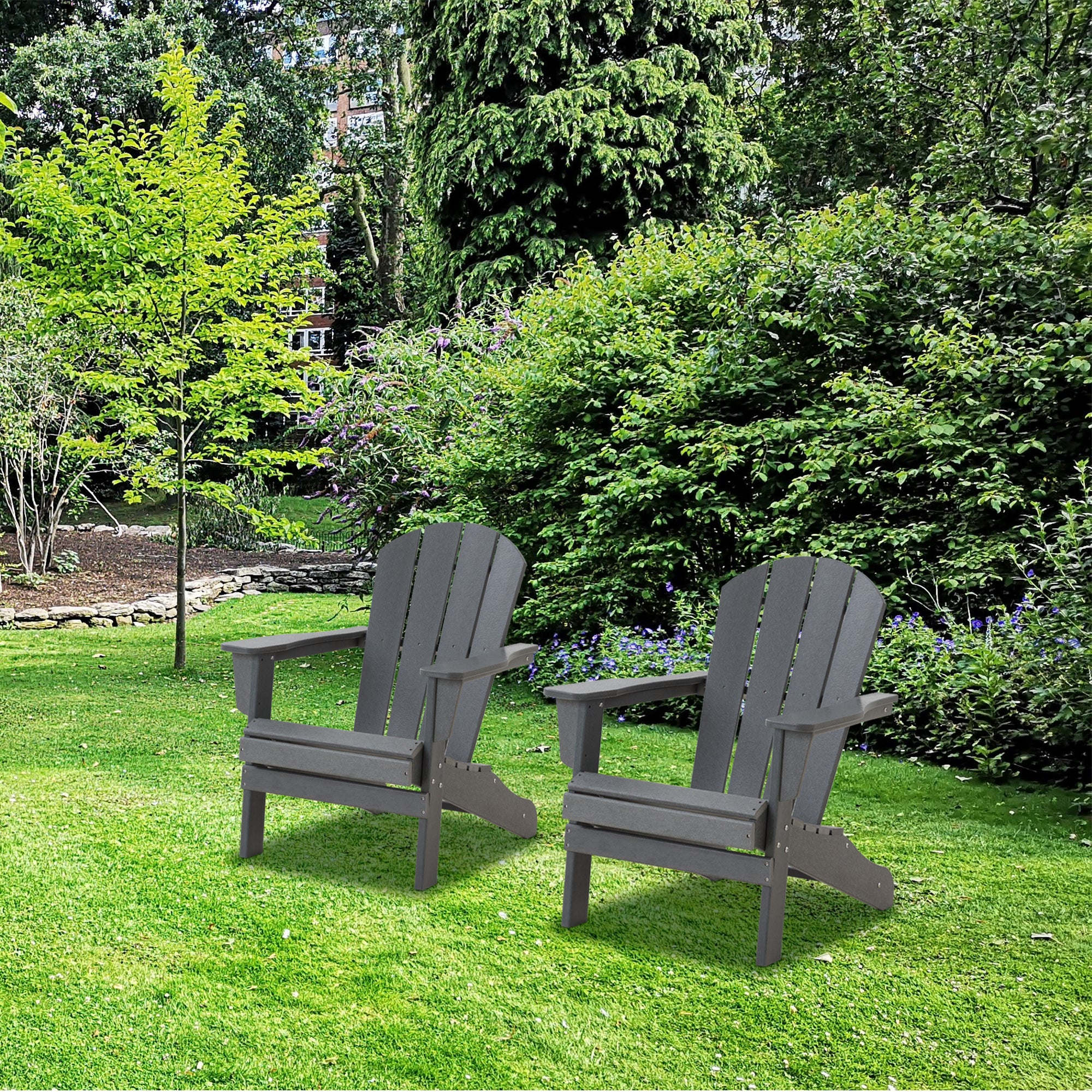 HDPE Adirondack Chair, Gray, Set of 2 - Atlantic Fine Furniture Inc