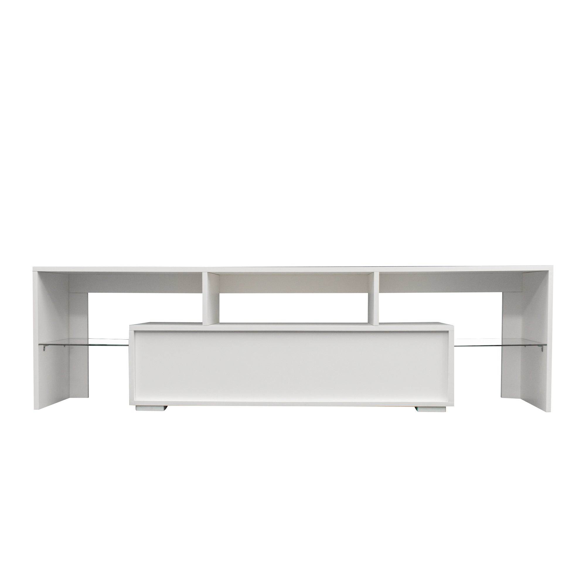 Living Room Furniture TV Stand Cabinet with 2 Drawers & 2 open shelves,20-color RGB LED lights with remote,White - Atlantic Fine Furniture Inc