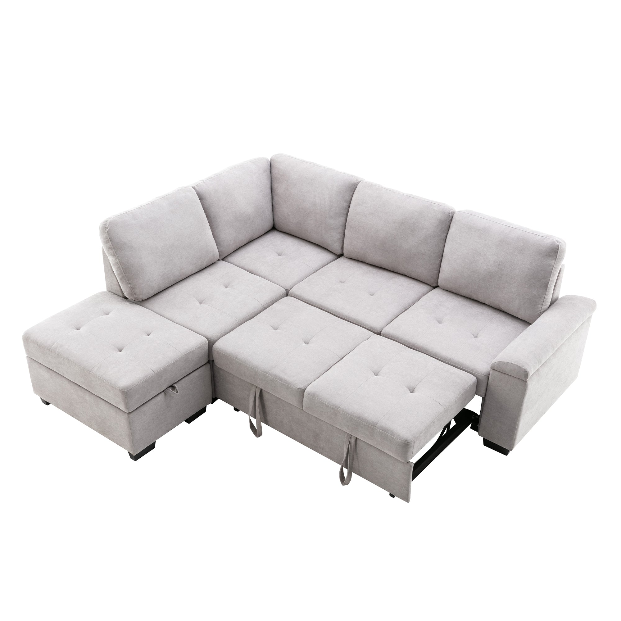 Orisfur. 86" Sleeper Sectional Sofa, L-Shape Corner Couch Sofa-Bed with Storage Ottoman & Hidden Arm Storage for Living Room Apartment - Atlantic Fine Furniture Inc