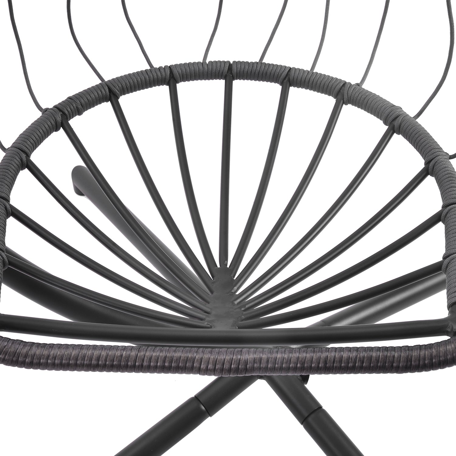 Indoor outdoor patio Wicker Hanging Chair Swing Chair Patio Egg Chair UV Resistant Blue cushion Aluminum frame - Atlantic Fine Furniture Inc