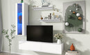 ON-TREND 4-Piece Wall Mount Floating TV Stand with See-through Media Storage Cabinet, Modern High Gloss Entertainment Center up to 70+ Inch TV, RGB Lights for Living Room, Home Theater, White - Atlantic Fine Furniture Inc