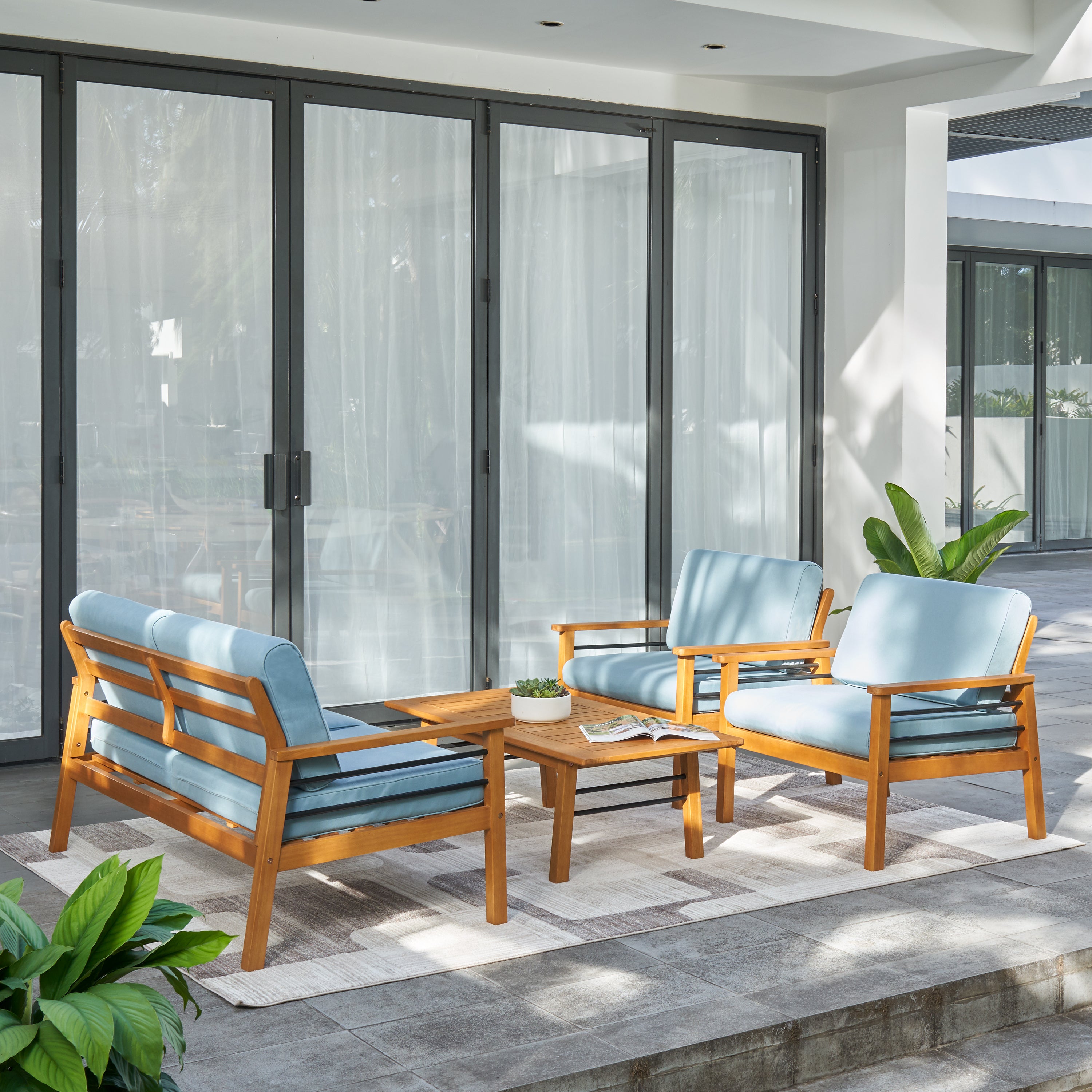 Gloucester Teak-like 4-Piece Patio Sofa - Atlantic Fine Furniture Inc
