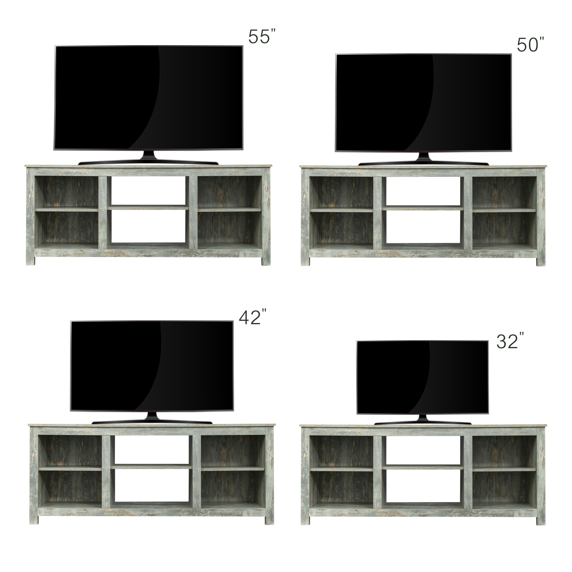 Living room TV stand furniture with 4 storage compartments and 1 shelf cabinet, high-quality particle board - Atlantic Fine Furniture Inc