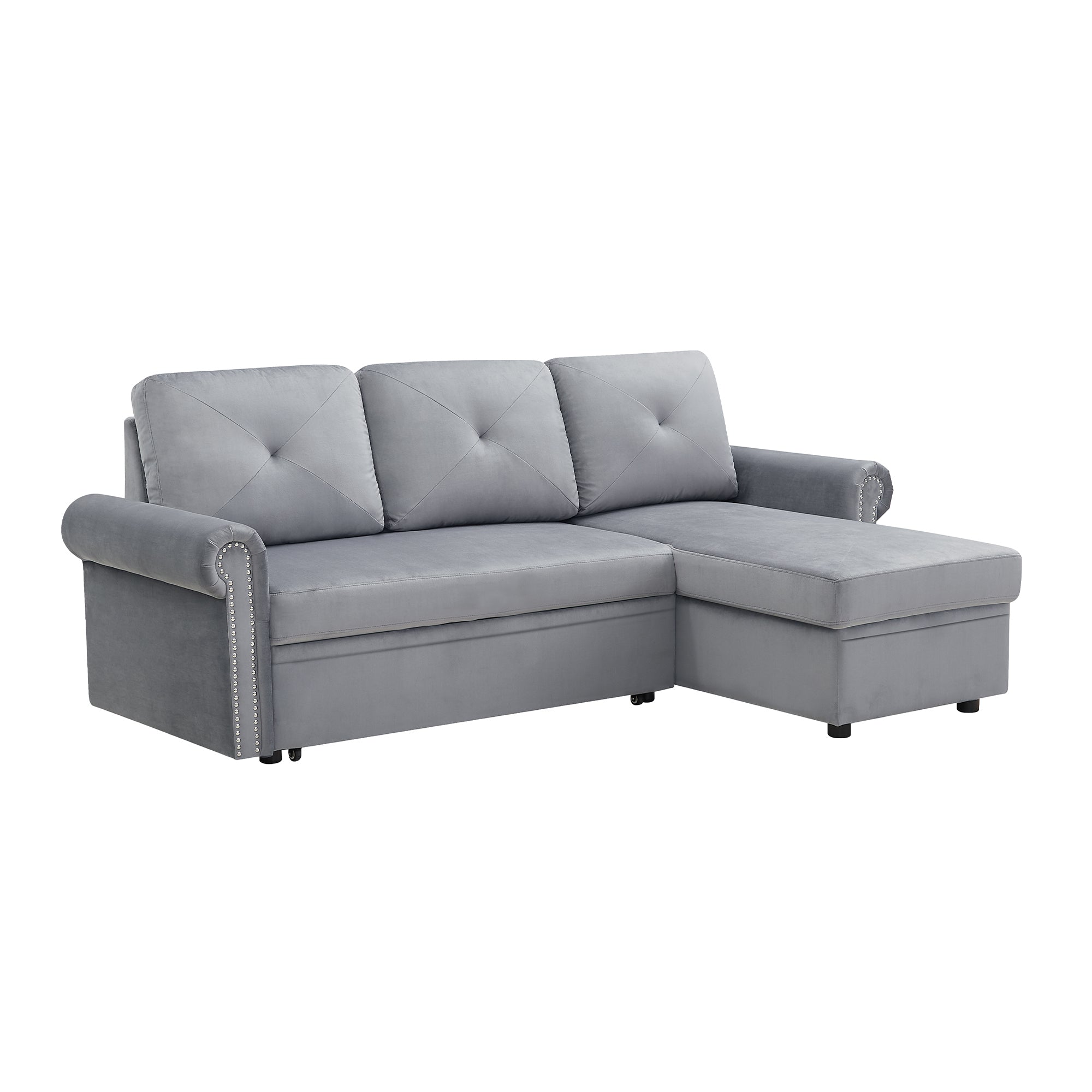 Orisfur. 83" Sleeper Sofa Bed Convertible Sectional Couch, 3-Seater L-Shape Corner Couch with Storage Chaise for Living Room Apartment - Atlantic Fine Furniture Inc
