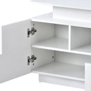 ON-TREND Modern, Stylish Functional TV stand with Color Changing LED Lights, Universal Entertainment Center, High Gloss TV Cabinet for 75+ inch TV, White - Atlantic Fine Furniture Inc