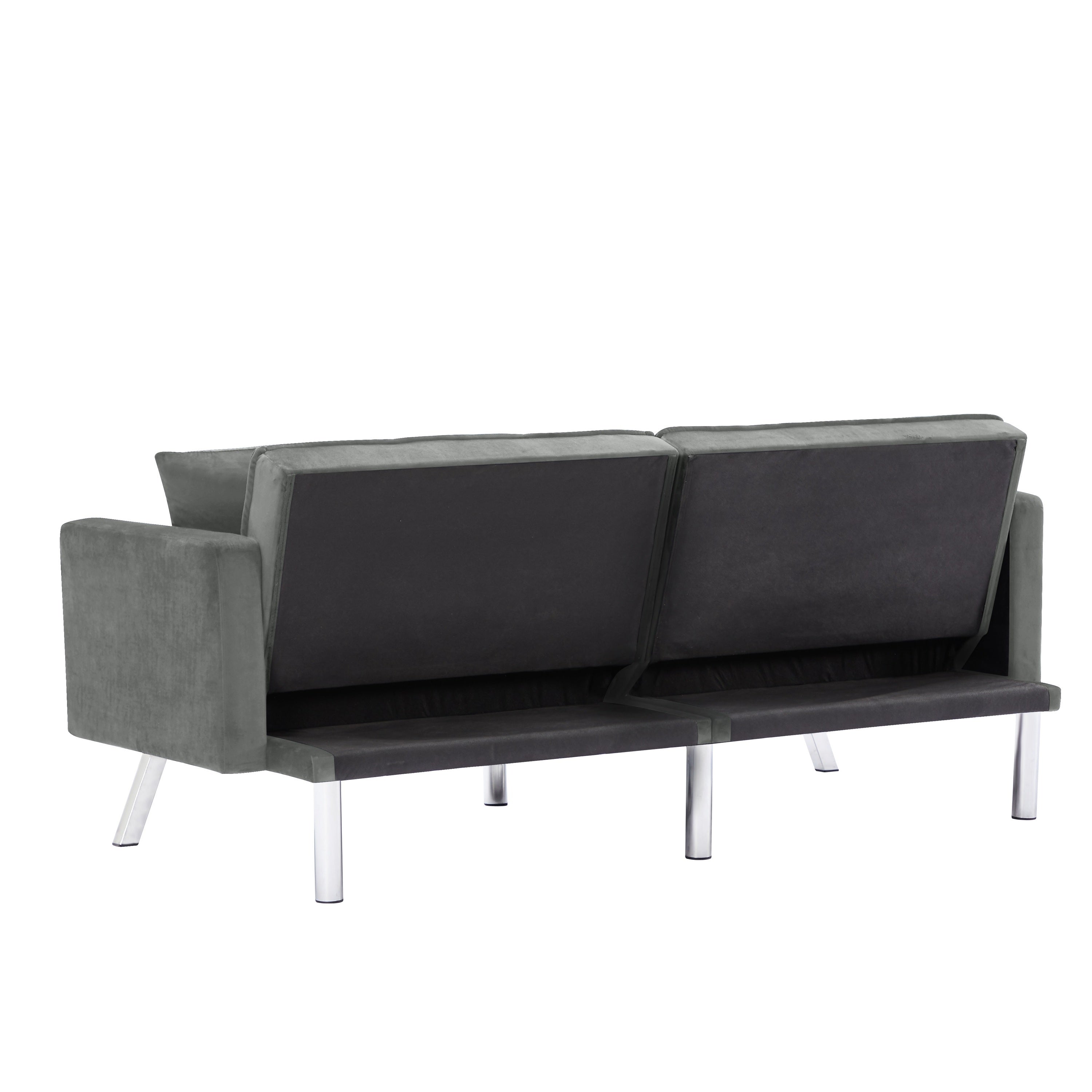 FUTON SOFA SLEEPER GREY VELVET WITH 2 PILLOWS(same asW223S01431、W223S01464。Size difference, See Details in page.
) - Atlantic Fine Furniture Inc