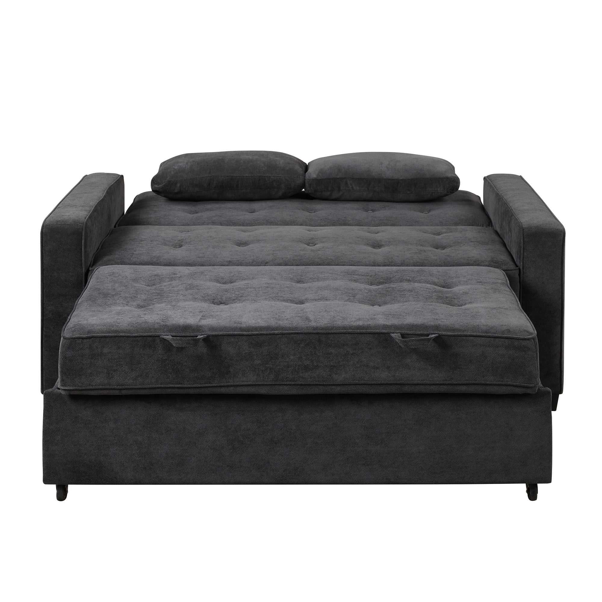 Orisfur. Linen Upholstered Sleeper Bed , Pull Out Sofa Bed Couch attached two throw pillows,Dual USB Charging Port and Adjustable Backrest for Living Room Space - Atlantic Fine Furniture Inc