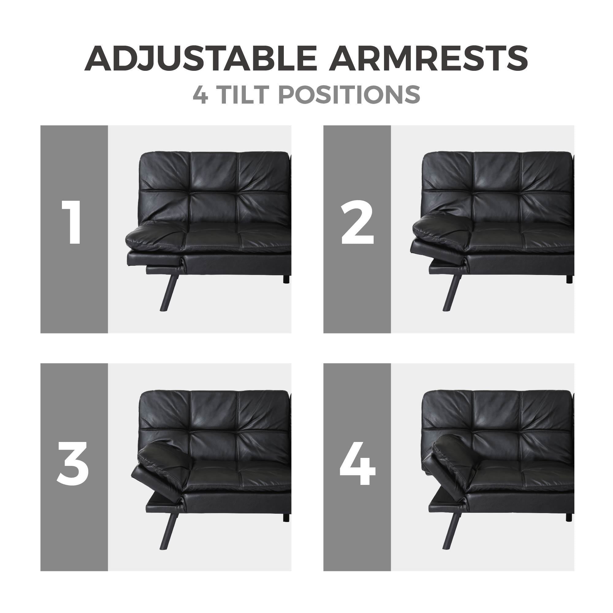 Convertible Memory Foam Futon Couch Bed, Modern Folding Sleeper Sofa-SF267PUBK - Atlantic Fine Furniture Inc