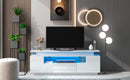ON-TREND Modern, Stylish Functional TV stand with Color Changing LED Lights, Universal Entertainment Center, High Gloss TV Cabinet for 75+ inch TV, White - Atlantic Fine Furniture Inc
