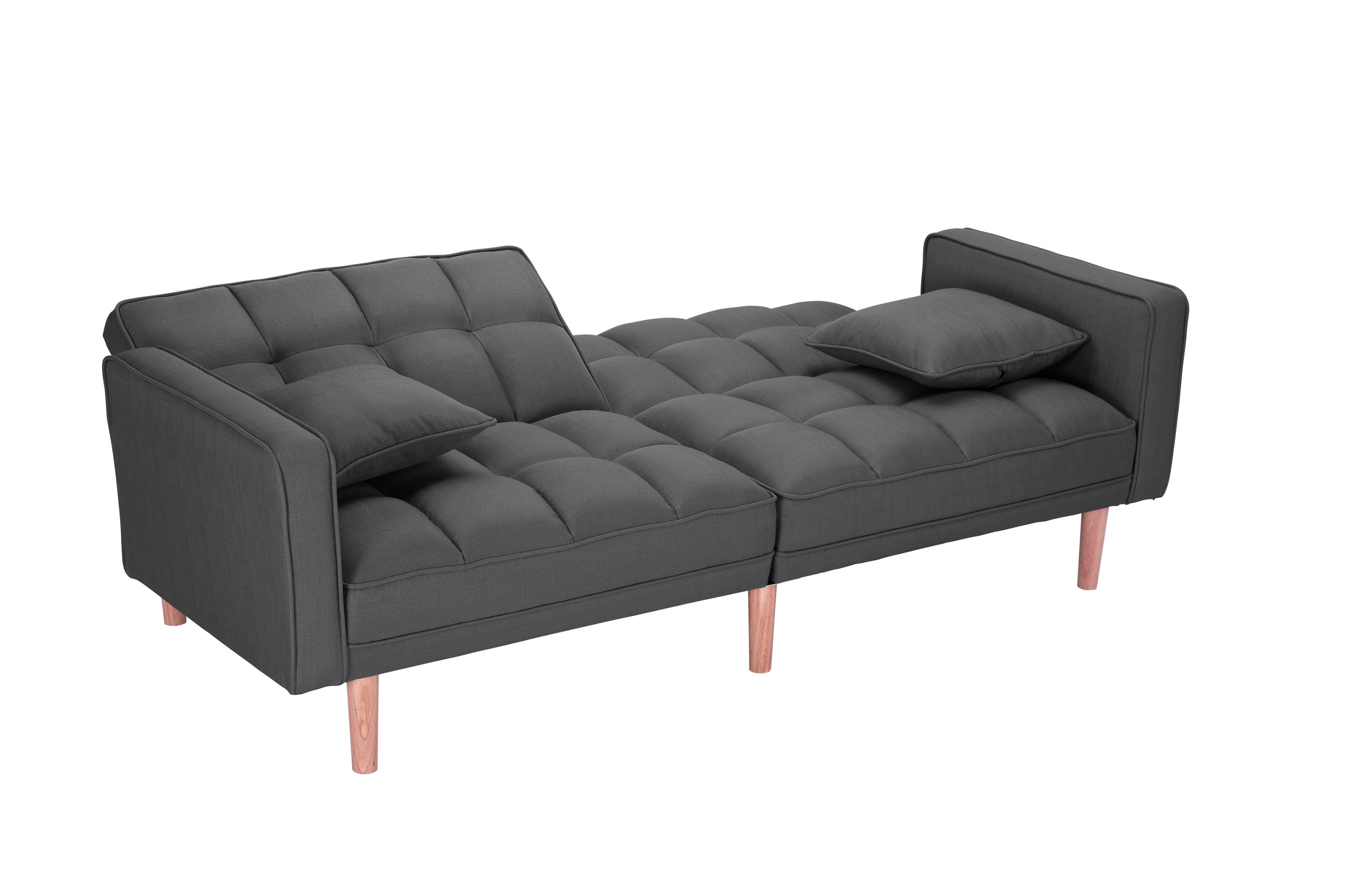 FUTON SLEEPER SOFA WITH 2 PILLOWS DARK GREY FABRIC(W223S01338 、W223S00417。Size difference, See Details in page.) - Atlantic Fine Furniture Inc