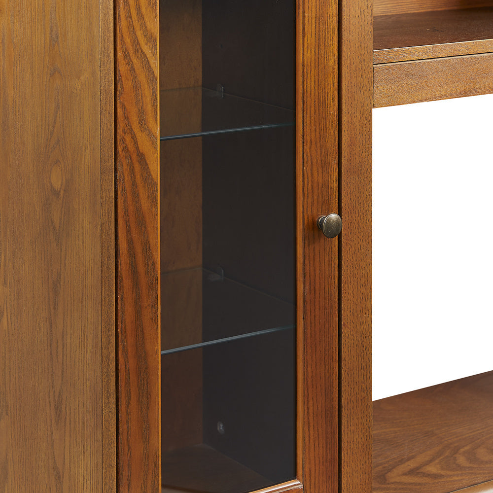 Modern Electric Fireplace TV Stand Fit up to 55" Flat Screen TV Adjustable Tempered Glass Shelves , Espresso - Atlantic Fine Furniture Inc