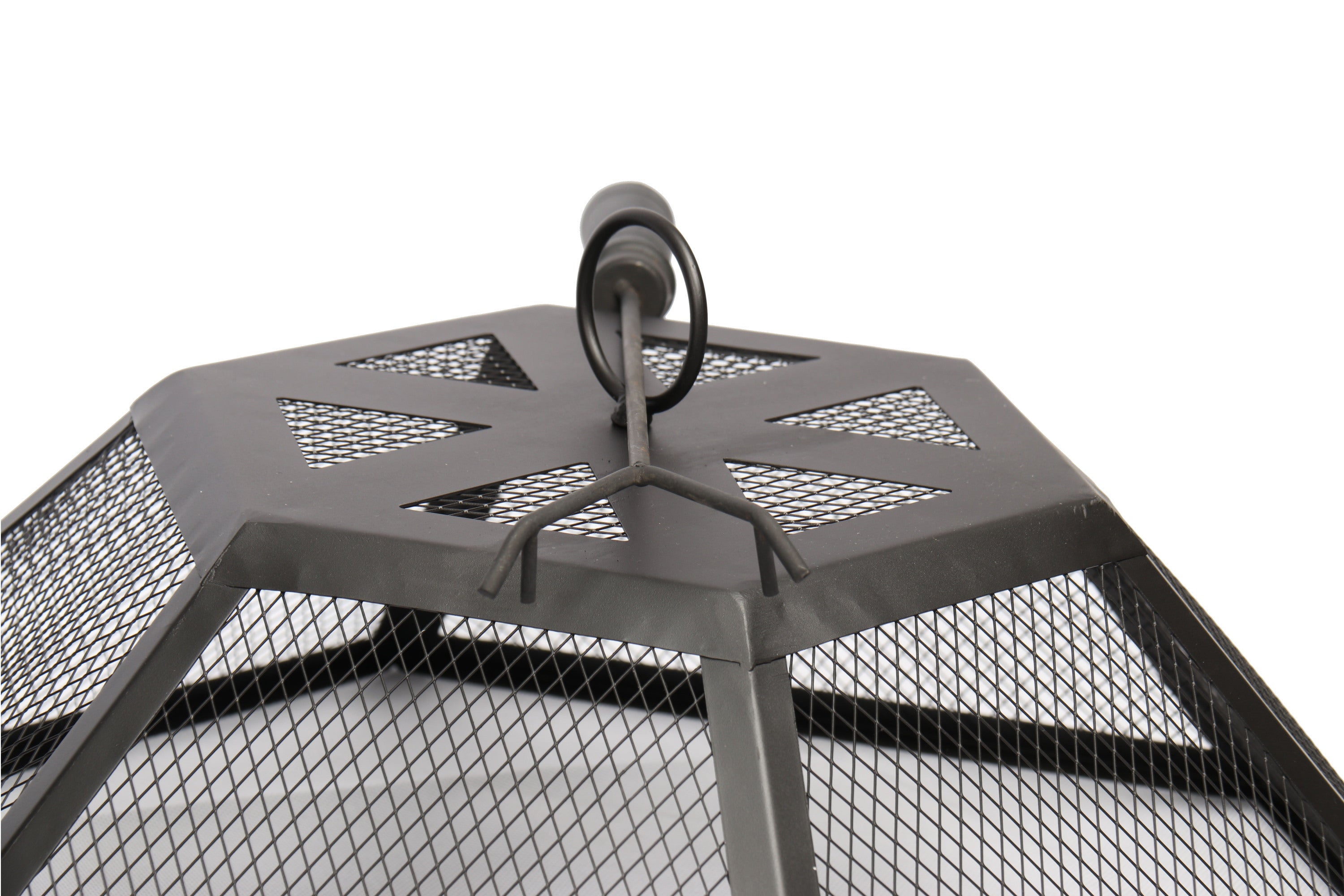 Garden & Outdoor Hex-Shaped wood Fire Pit with Spark Screen Poker and Fireplace Cover - Atlantic Fine Furniture Inc