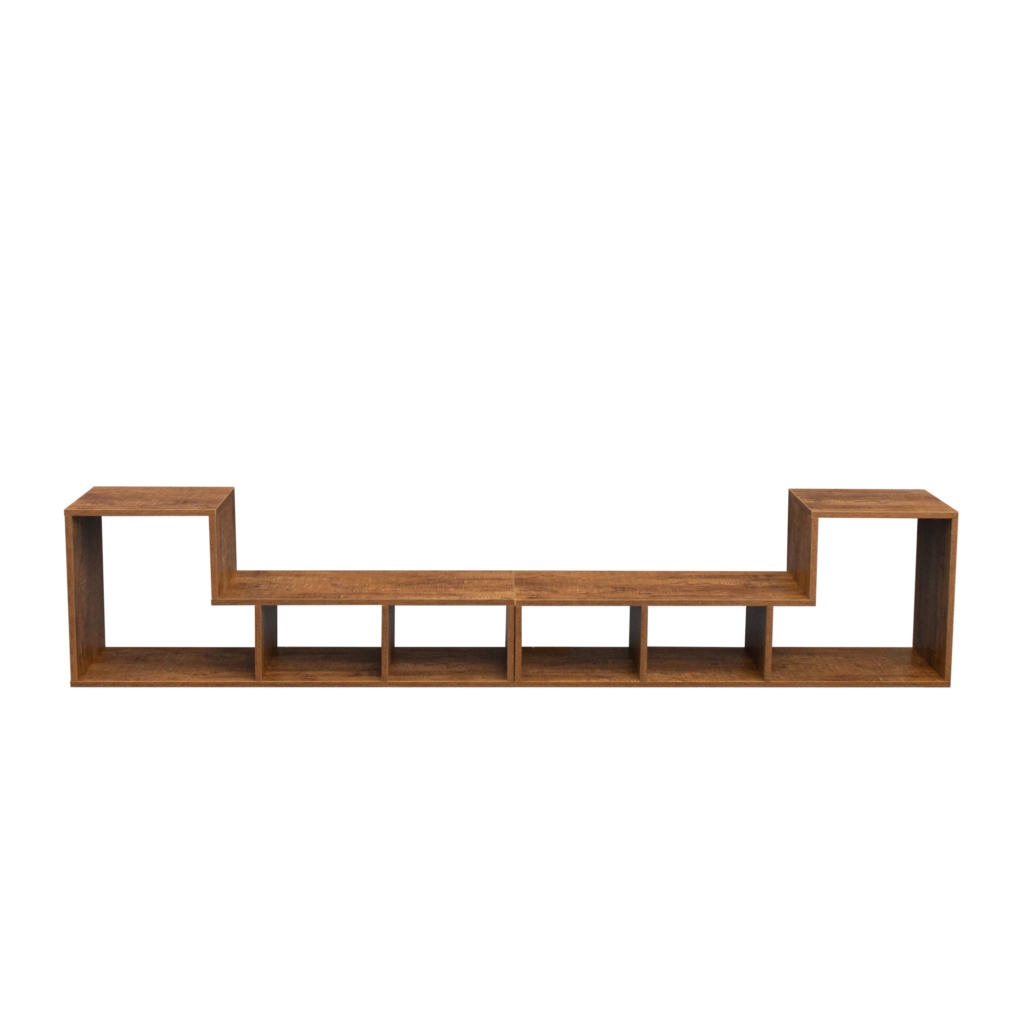 Double L-Shaped TV Stand,Display Shelf ,Bookcase for Home Furniture,Walnut - Atlantic Fine Furniture Inc