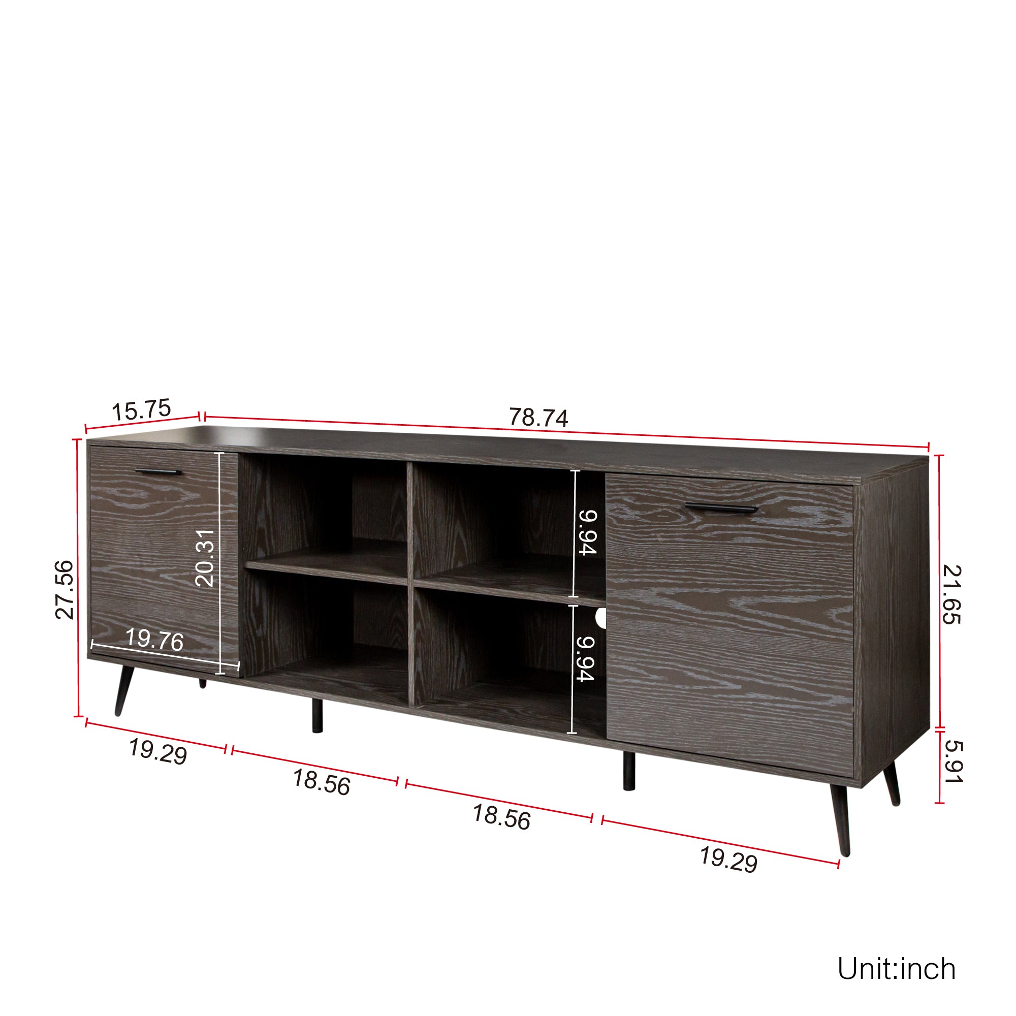 TV Stand Mid-Century Wood Modern Entertainment Center Adjustable Storage Cabinet TV Console for Living Room - Atlantic Fine Furniture Inc