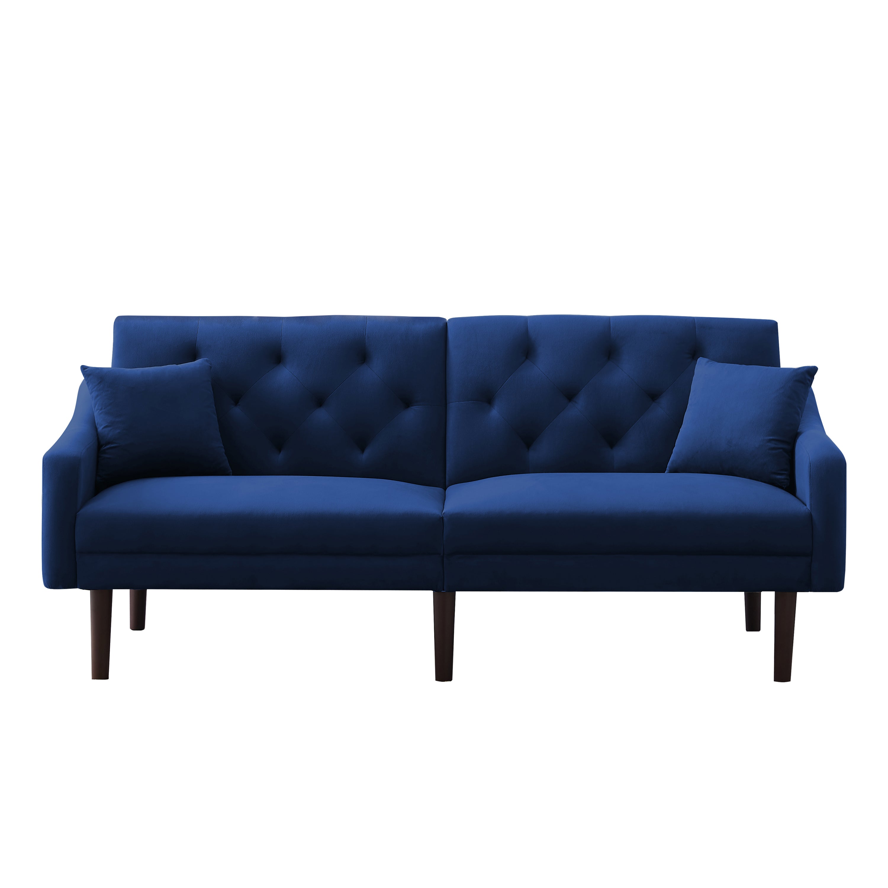 FUTON SOFA SLEEPER BLUE VELVET WITH 2 PILLOWS(same as W223S01469、W223S00358。Size difference, See Details in page.) ***Not available for sale on Walmart*** - Atlantic Fine Furniture Inc