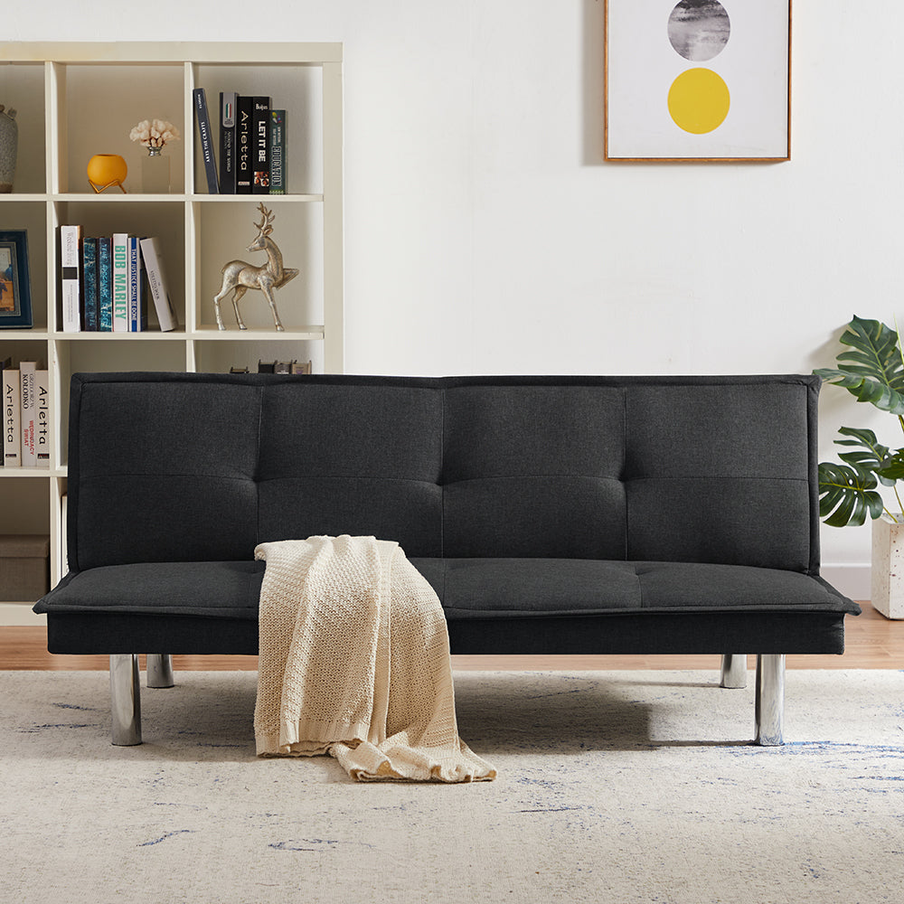 Black Fabric Sofa Bed , Convertible Folding Futon Sofa Bed Sleeper for Home Living Room . - Atlantic Fine Furniture Inc
