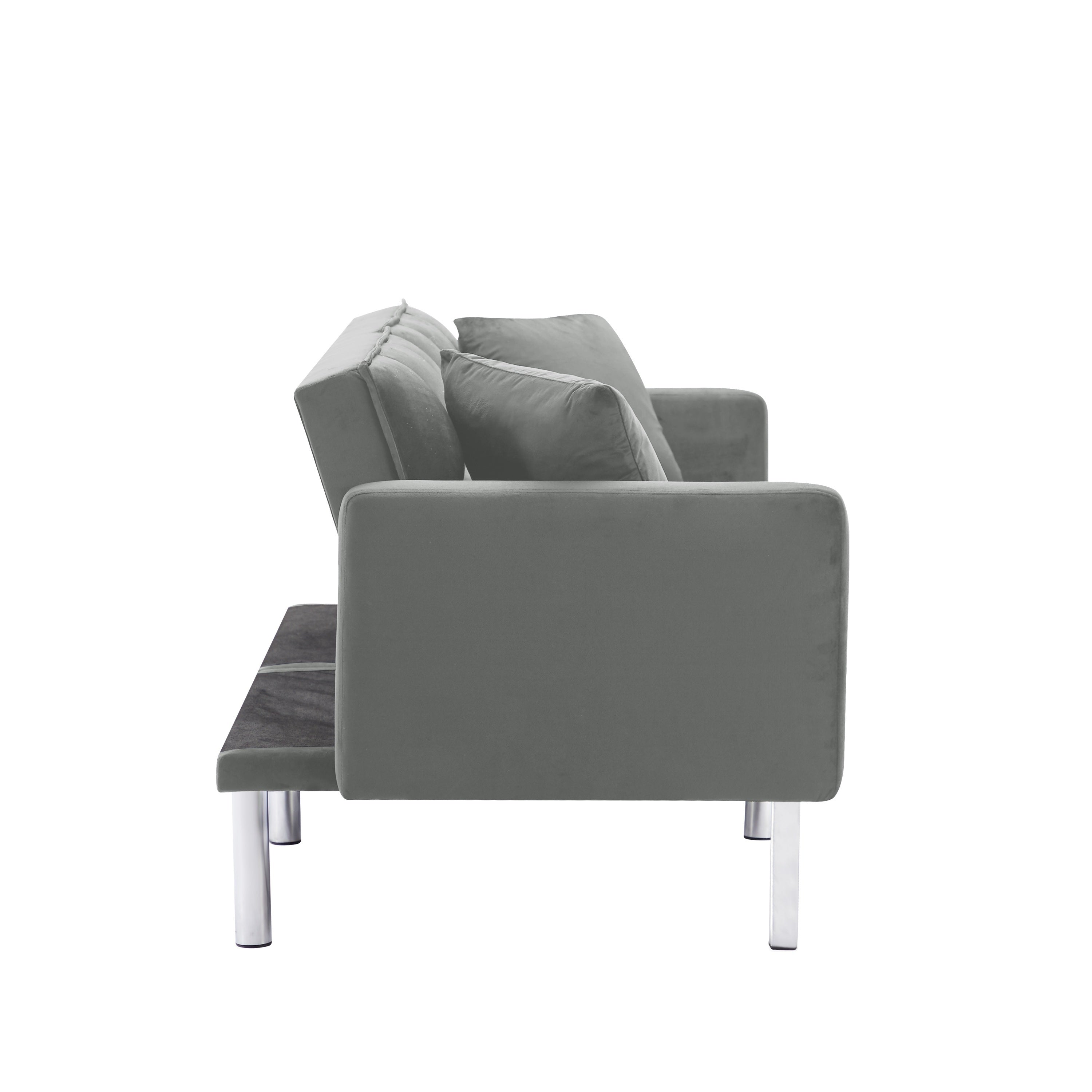 FUTON SOFA SLEEPER GREY VELVET WITH 2 PILLOWS(same asW223S01431、W223S01464。Size difference, See Details in page.
) - Atlantic Fine Furniture Inc