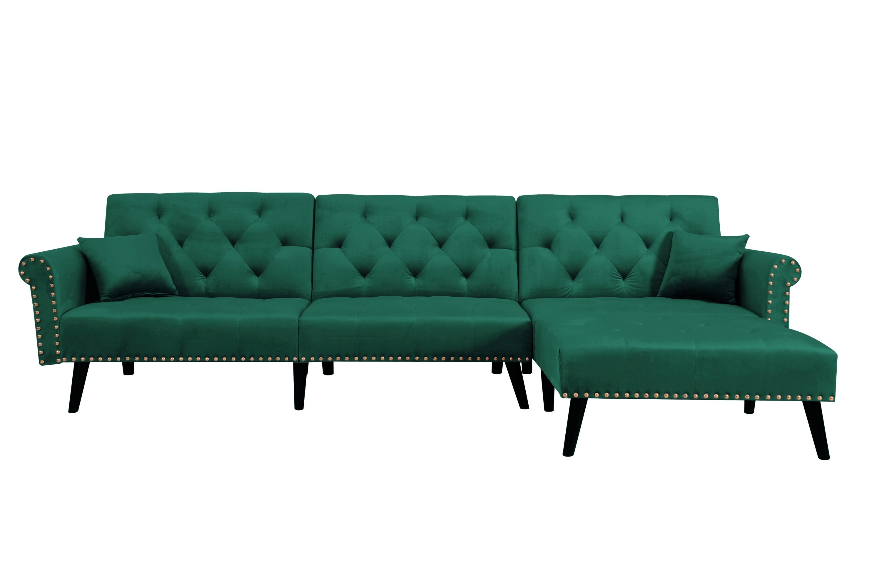 Convertible Sofa bed sleeper Green velvet (same as W223S01594。Size difference, See Details in page.) - Atlantic Fine Furniture Inc