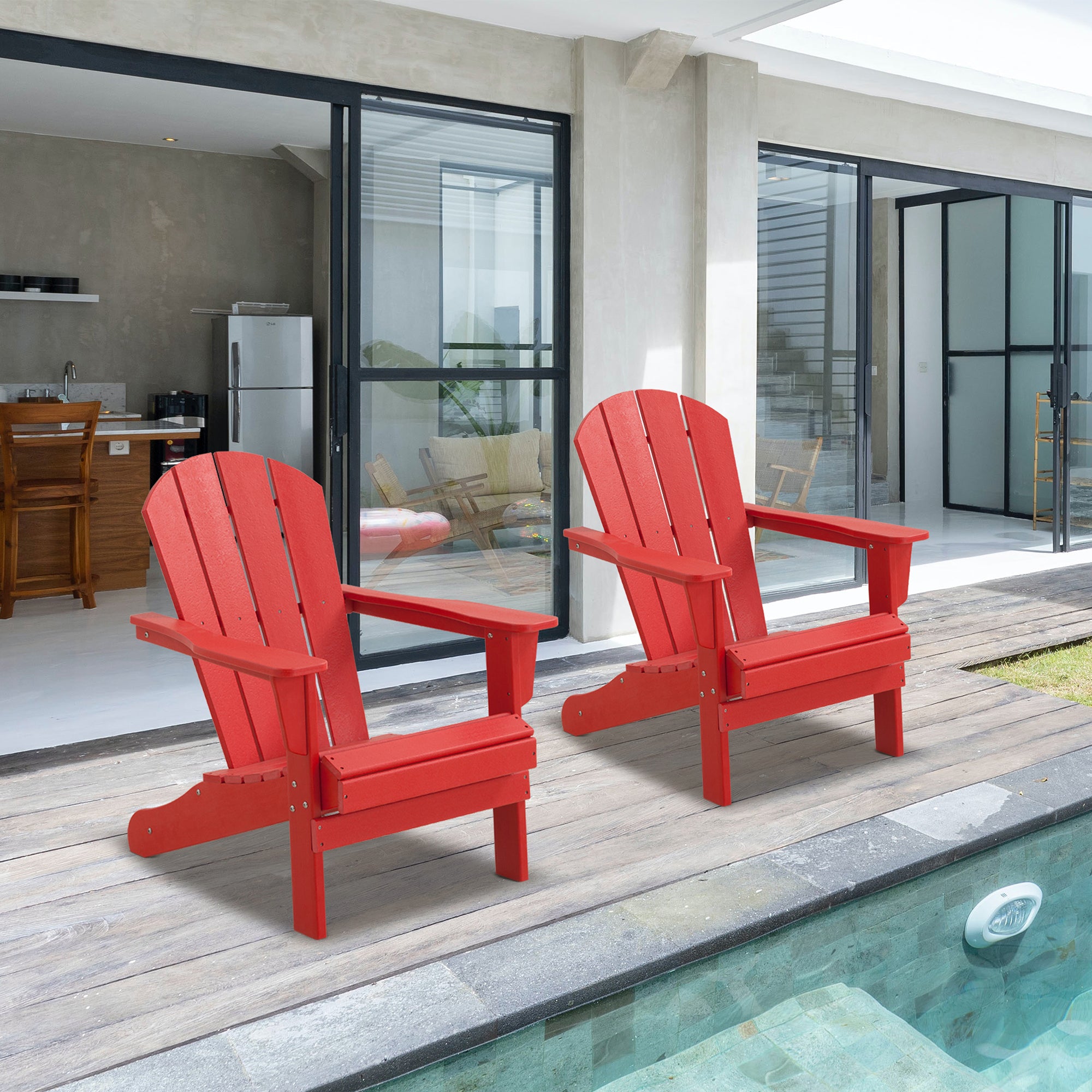 HDPE Adirondack Chair, Red, Set of 2 - Atlantic Fine Furniture Inc