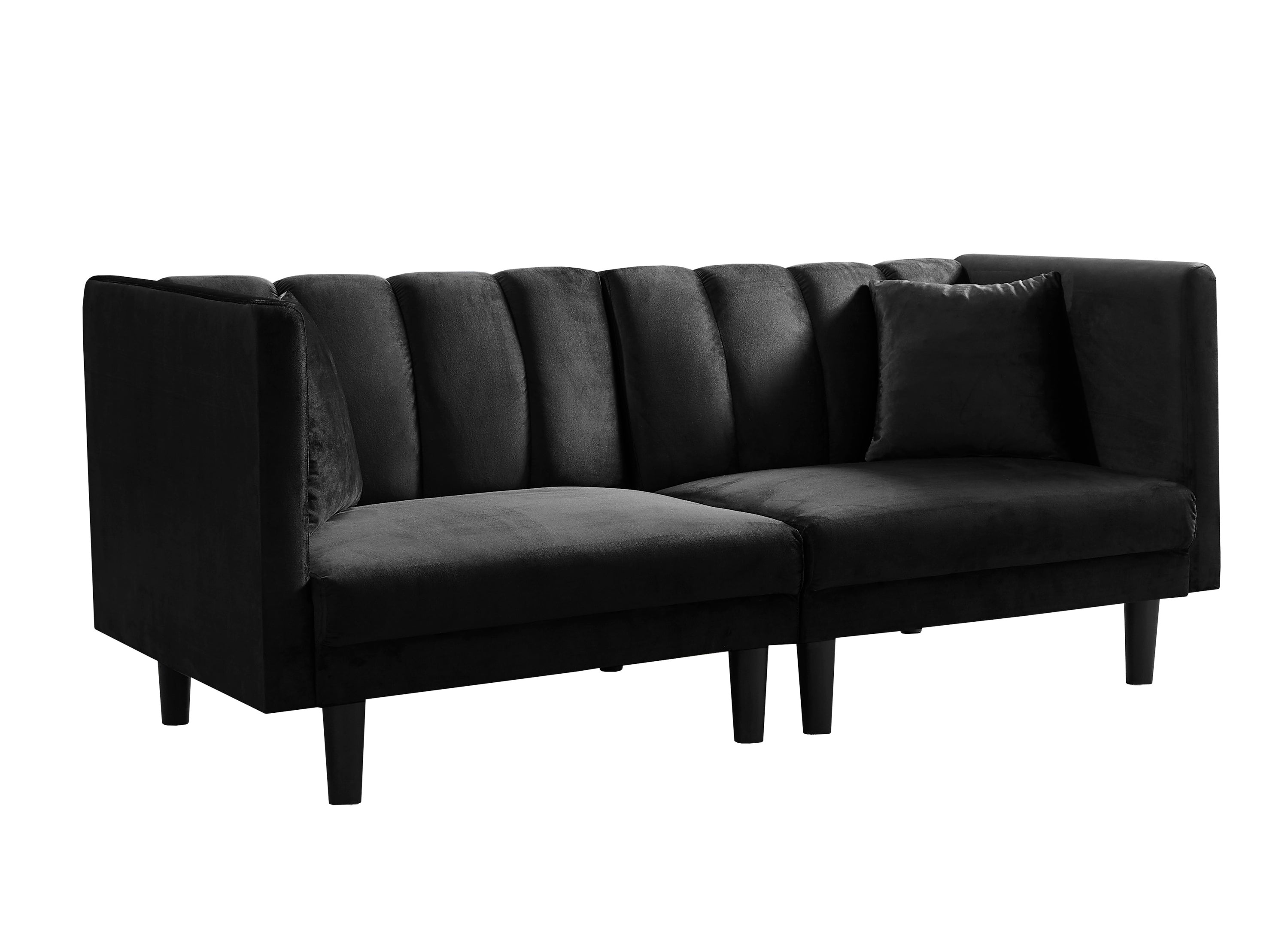 FUTON SOFA SLEEPER BLACK VELVET(same as W223S00554) - Atlantic Fine Furniture Inc
