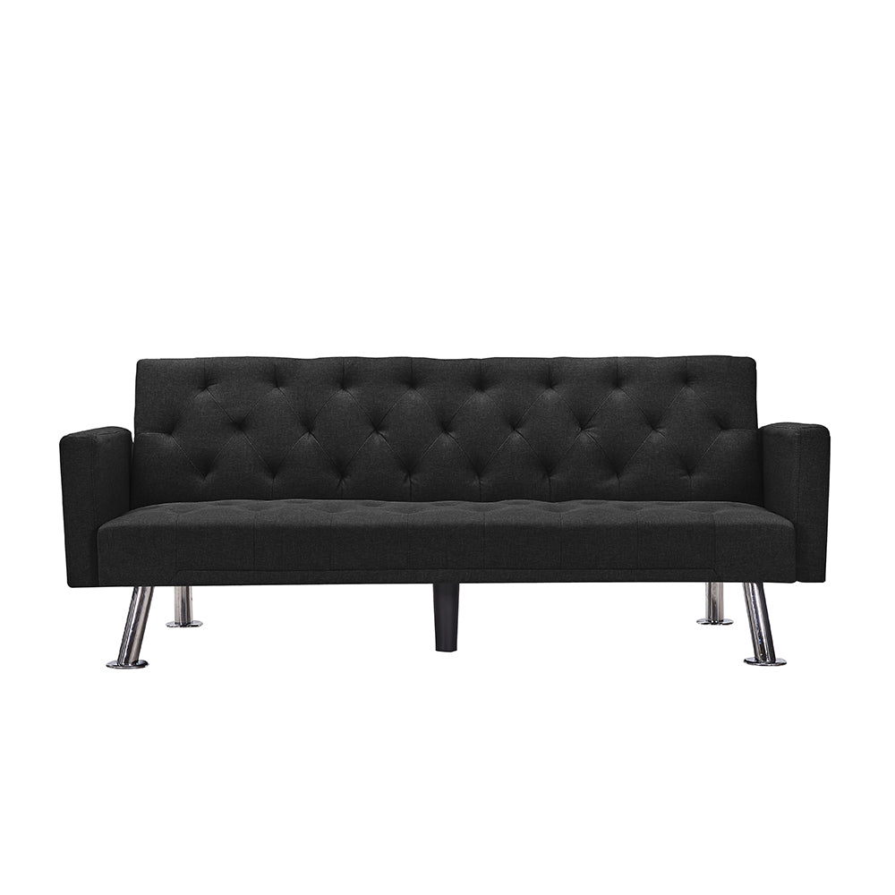 Modern Convertible Folding Futon Sofa Bed , Black Fabric Sleeper Sofa Couch for Compact Living Space. - Atlantic Fine Furniture Inc