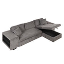 Orisfur. 104" L-Shape 3 Seat Reversible Sectional Couch, Pull Out Sleeper Sofa with Storage Chaise and 2 Stools for Living Room Furniture Set - Atlantic Fine Furniture Inc